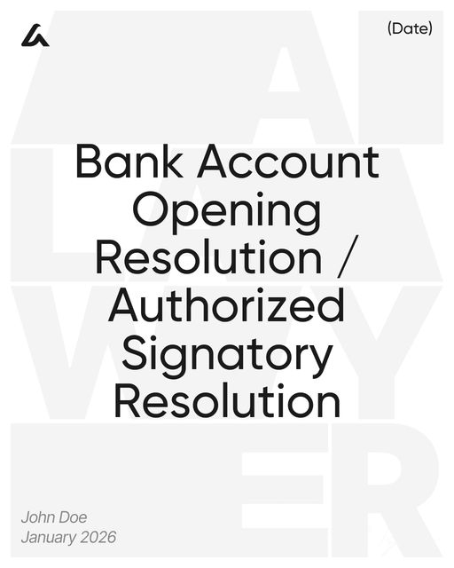 Bank Account Opening Resolution / Authorized Signatory Resolution