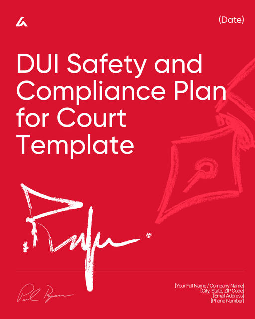 DUI Safety and Compliance Plan for Court Template