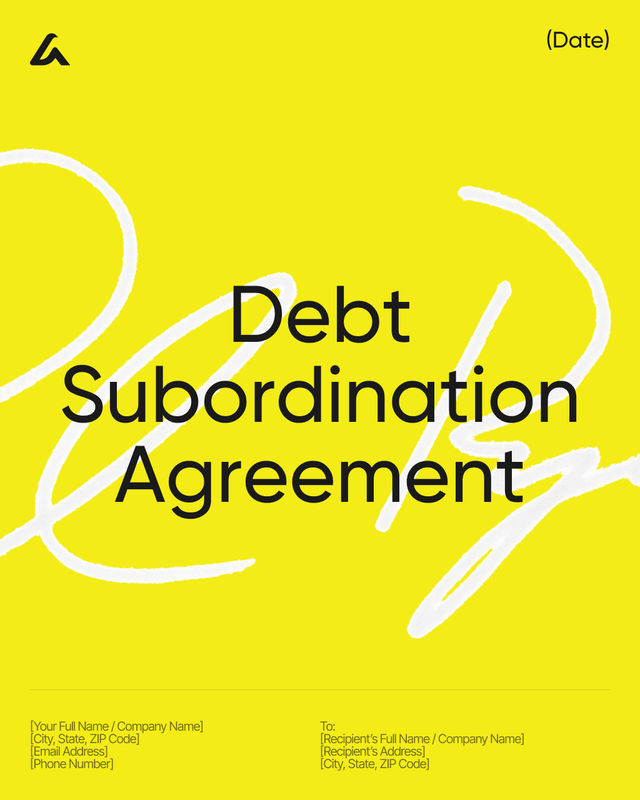 Debt Subordination Agreement Template: Priority & Terms