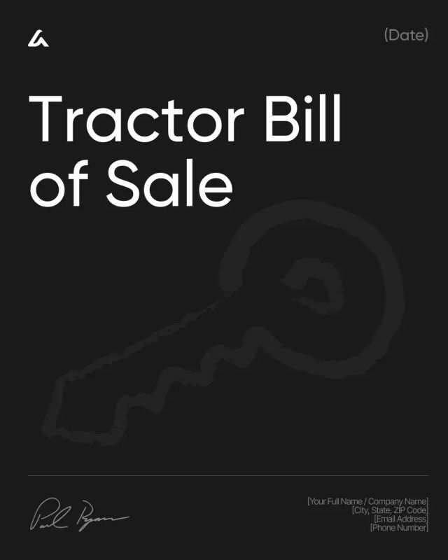 Tractor Bill of Sale Template: Ownership Transfer & Sale Terms