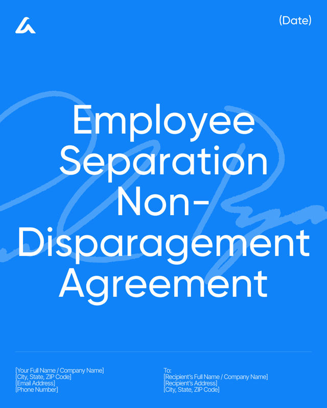 Employee Separation & Non-Disparagement Agreement: Exit Terms