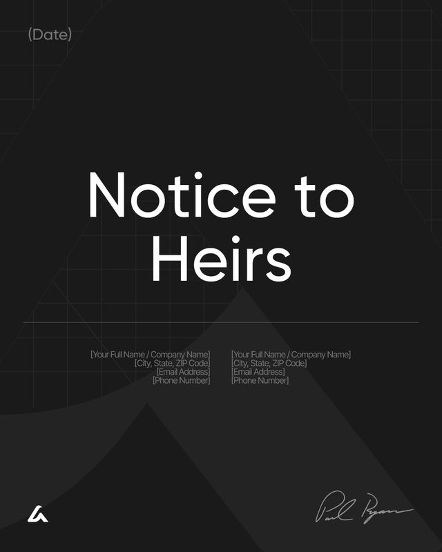Notice to Heirs Template: Estate and Probate Information