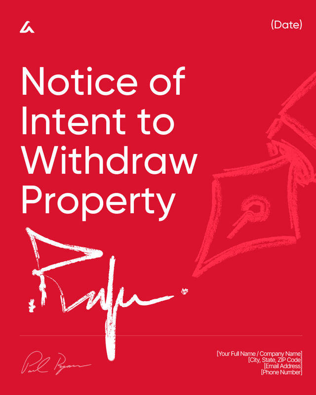 Notice of Intent to Withdraw Property Template: Rental Market