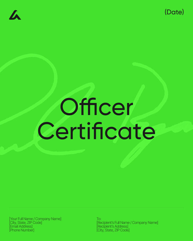 Officer Certificate Template: Corporate Authority and Facts