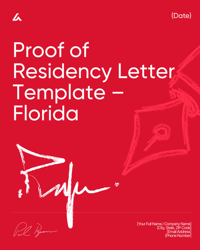 Proof of Residency Letter Template – Florida