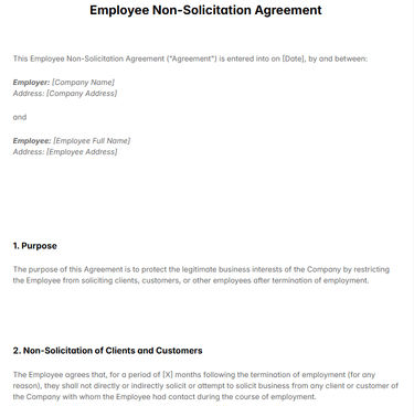 Employee Non-Solicitation Agreement Template