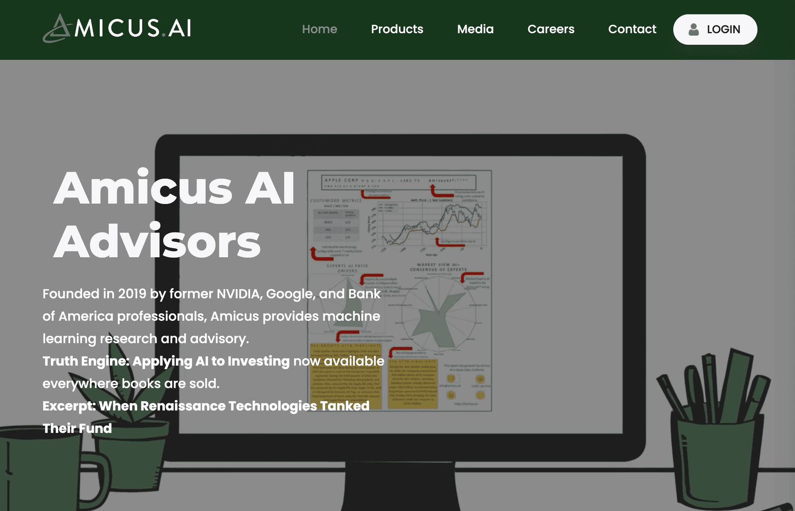 screenshot of the main screen describing the main purpose of the service on the background of the desktop with a monitor