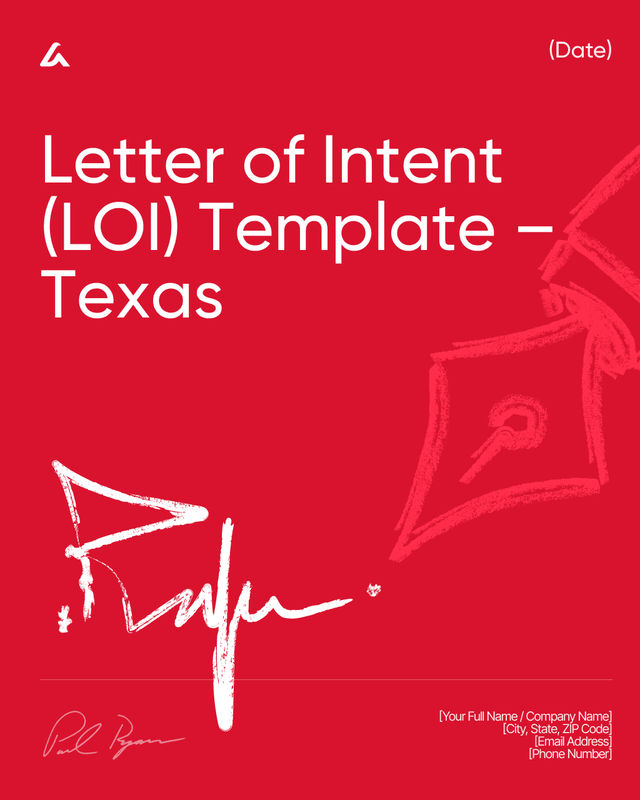 Letter of Intent (LOI): Terms, Timeline Template – Texas