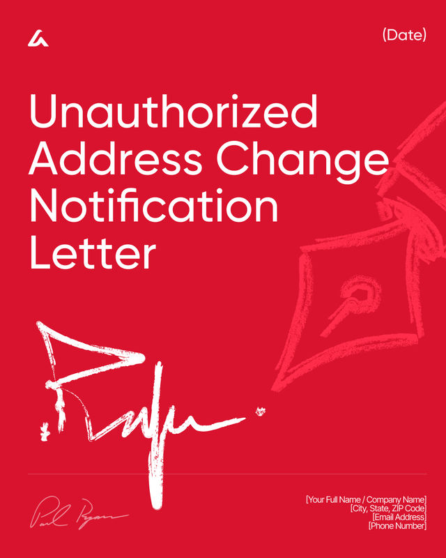 Unauthorized Address Change Notification Letter Template
