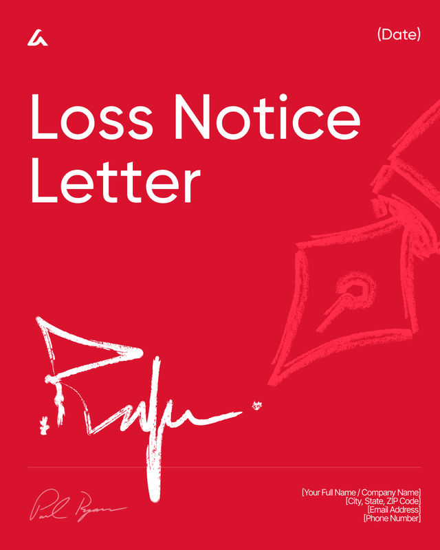 Loss Notice Letter Template: Claim Date and Evidence Details