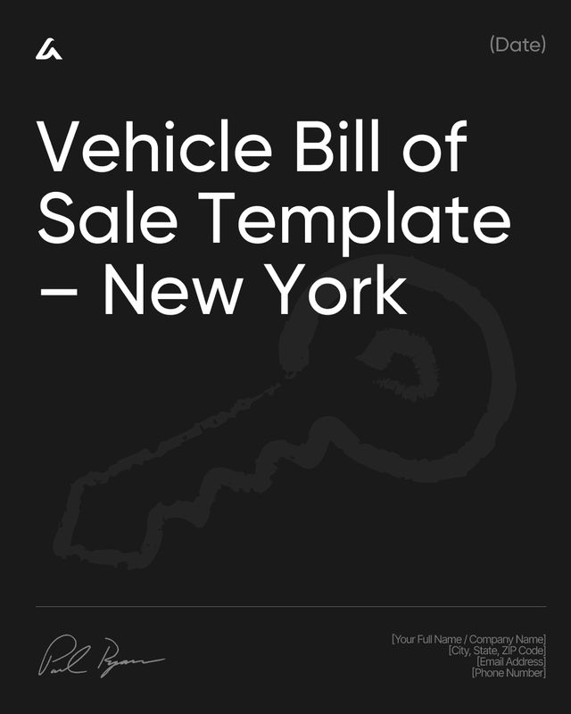 Vehicle Bill of Sale: VIN, Price and Signatures – New York