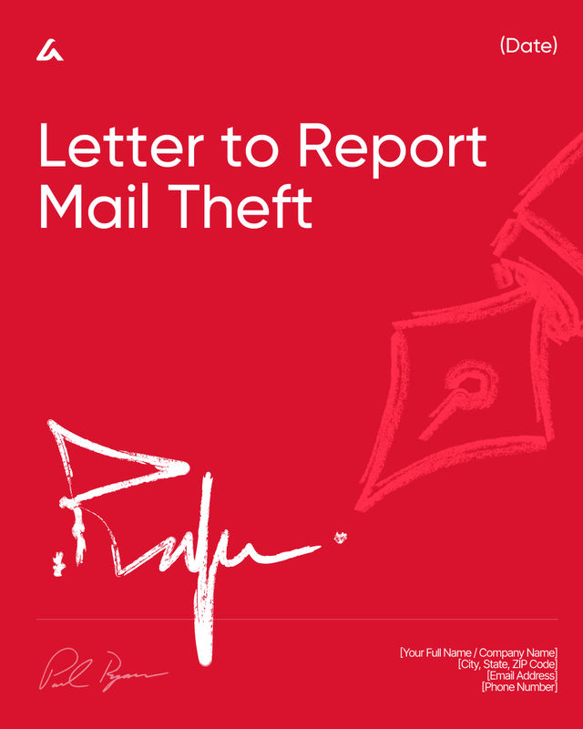 Letter to Report Mail Theft Template: Stolen Mail Notice
