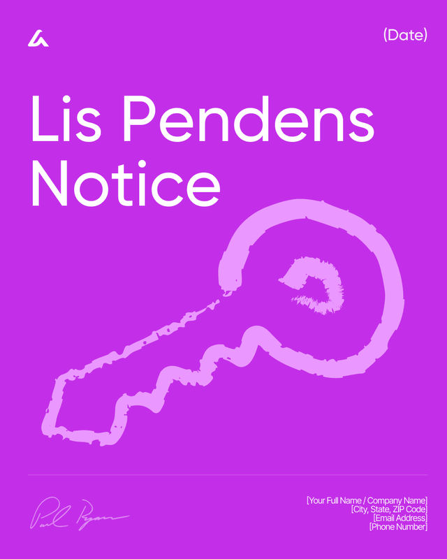 Lis Pendens Notice Template: Pending Property Claim Record
