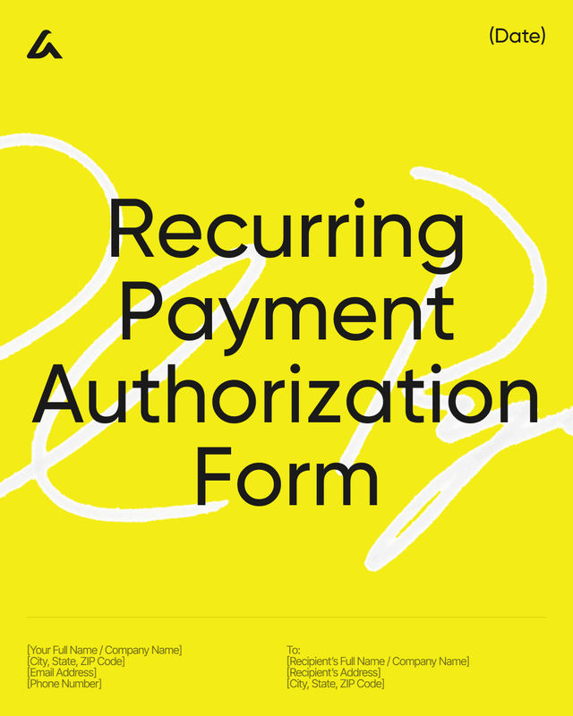 Recurring Payment Authorization Form Template