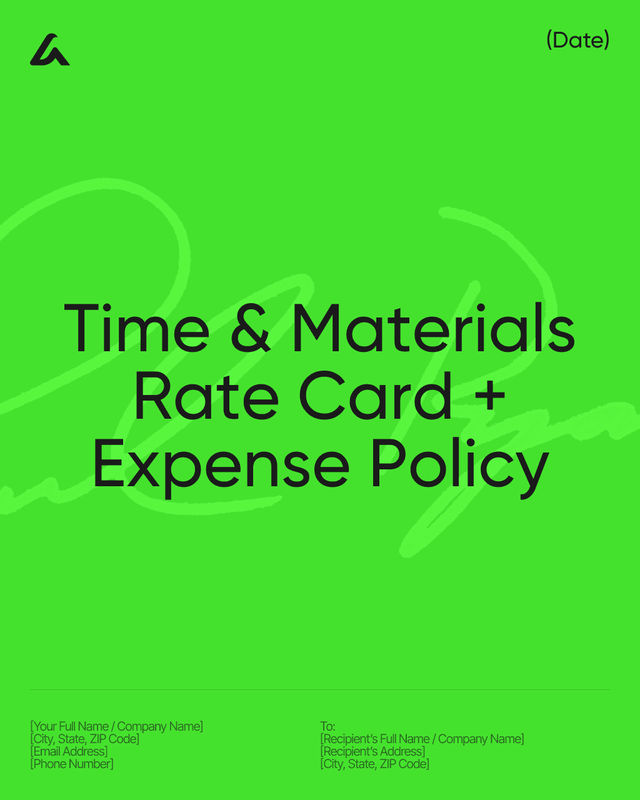 Time & Materials Rate Card + Expense Policy Template