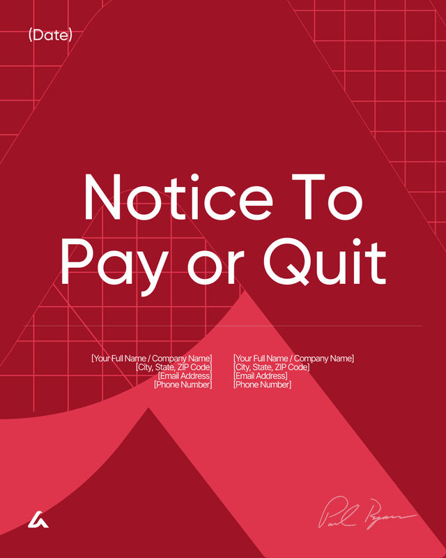 Pay or Quit Notice Template: Rent Demand and Move-Out Deadline