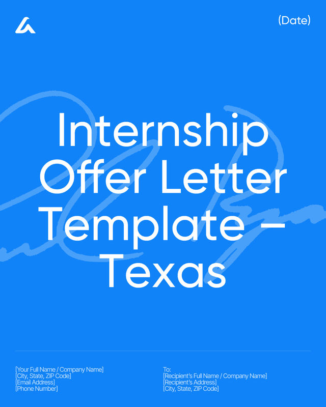 Internship Offer Letter Template – Texas