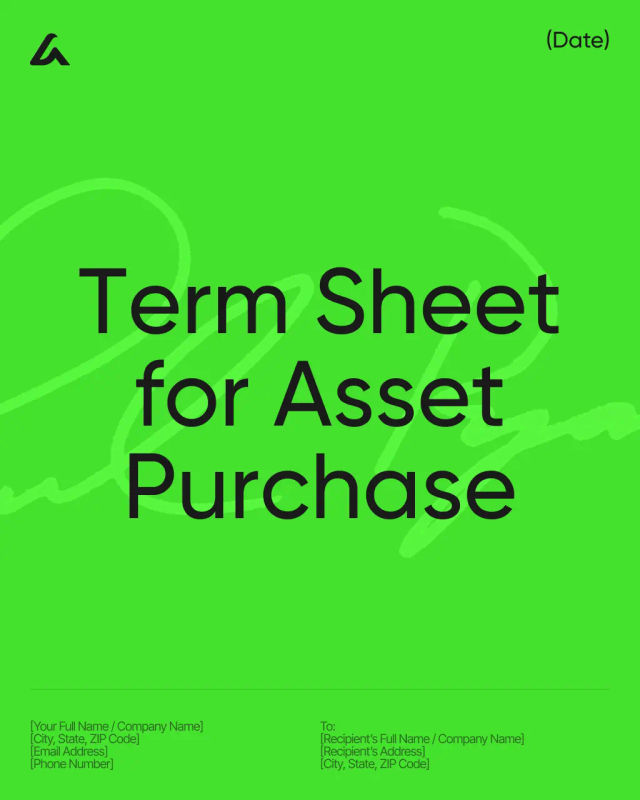 Term Sheet for Asset Purchase Template
