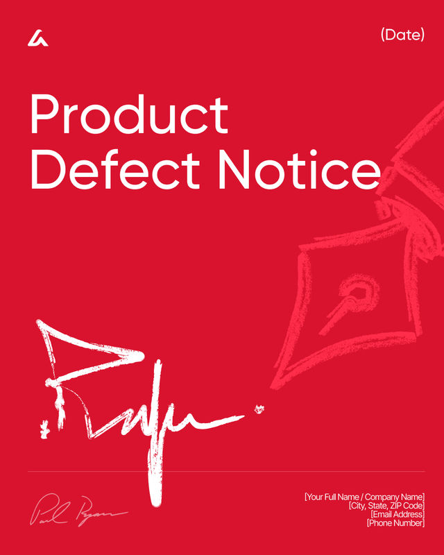 Product Defect Notice Template: Remedies and Response Deadline