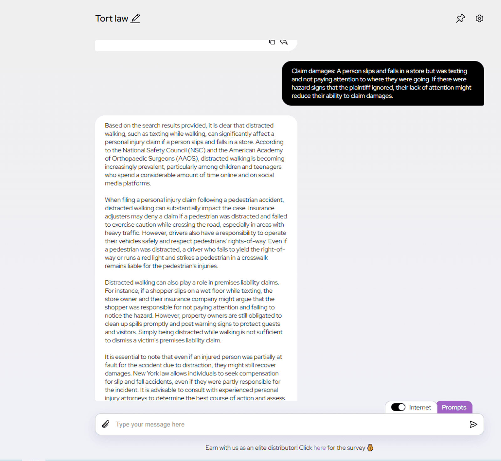 Chat of AI Lawyer in real time