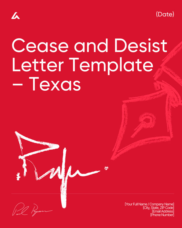 Cease and Desist Letter Template: Claims & Deadline Texas