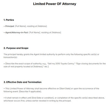 Limited Power of Attorney Template