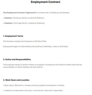 Employment Contract Template