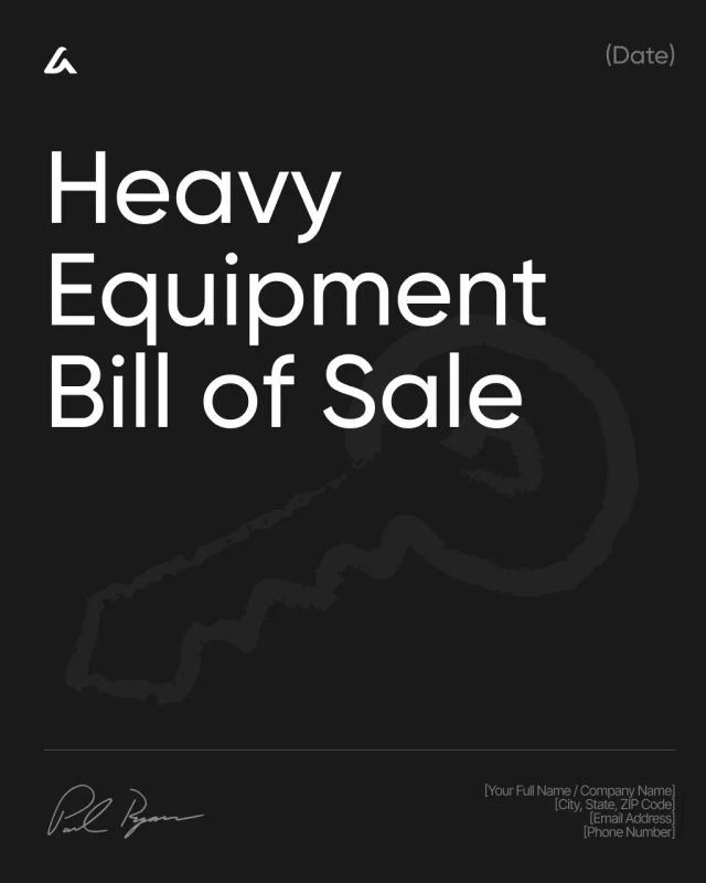 Heavy Equipment Bill of Sale Template: Transfer & Terms