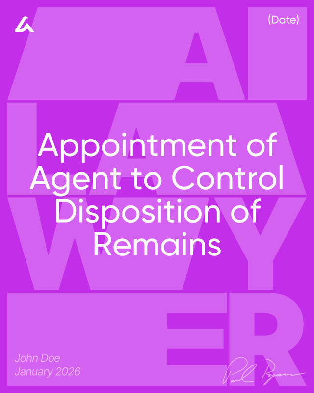 Appointment of Agent to Control Disposition of Remains Template
