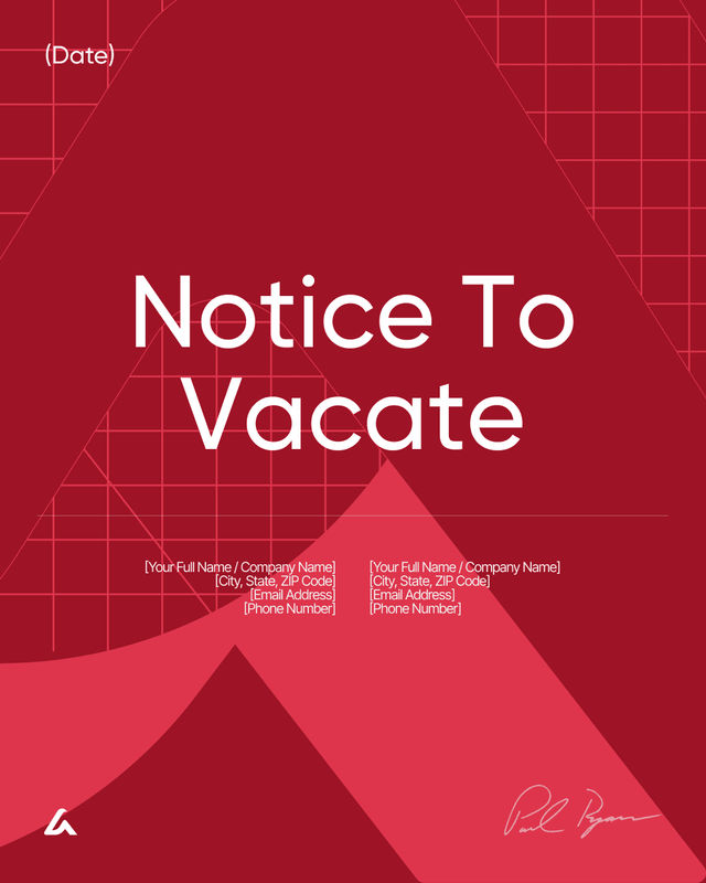 Notice to Vacate Template: Move-Out Date, Terms & Notice