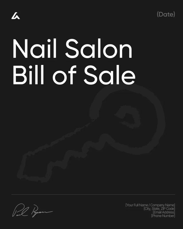 Nail Salon Bill of Sale Template