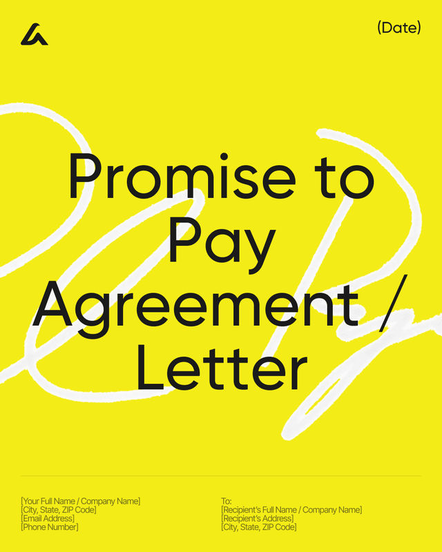 Promise to Pay Agreement / Letter Template