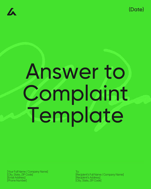 Answer to Complaint Template