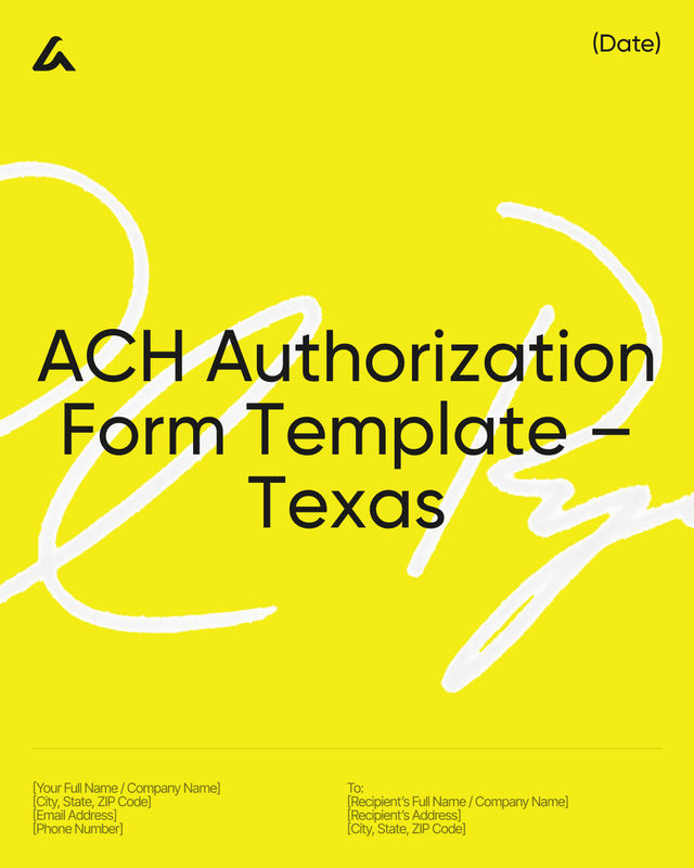 ACH Authorization Form Template – Texas
