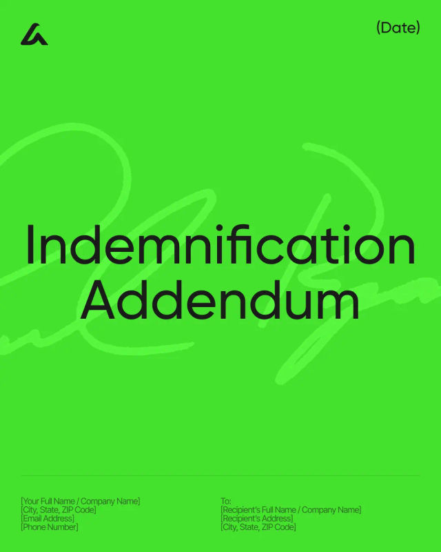 Indemnification Addendum (APA) Template
