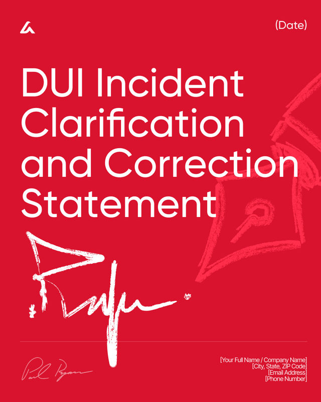 DUI Incident Clarification and Correction Statement Template