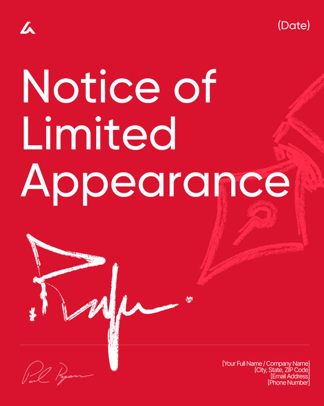 Notice of Limited Appearance Template: Scope and Counsel Terms