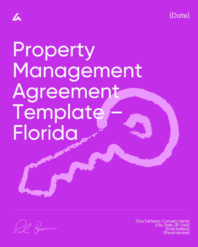 Property Management Agreement: Duties, Fees Template – Florida
