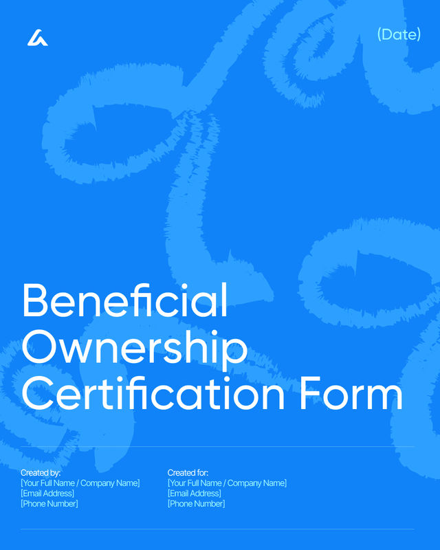 Beneficial Ownership Certification Form Template: Entity Details