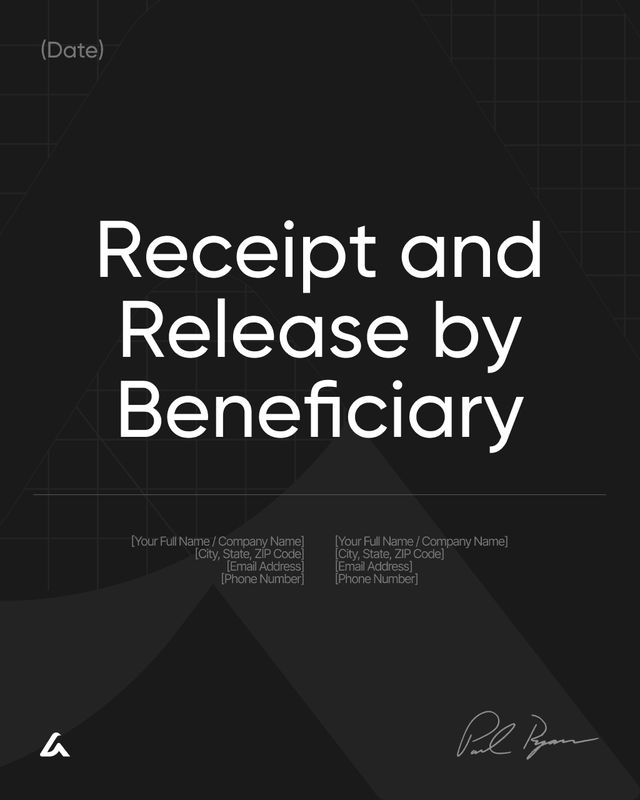 Receipt and Release by Beneficiary Template: Estate Record
