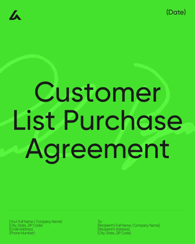 Customer List Purchase Agreement Template