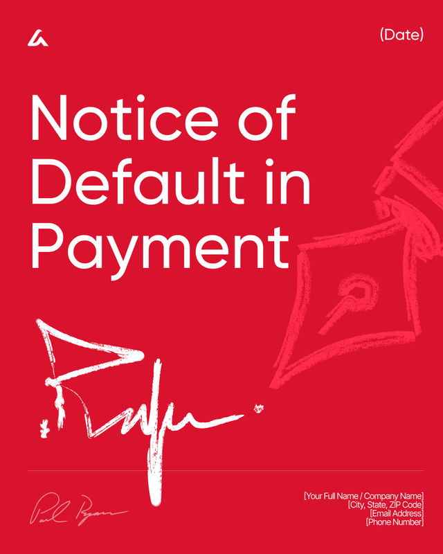 Notice of Default in Payment Template: Balance & Deadline