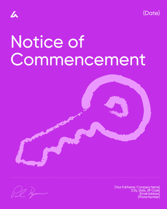 Notice of Commencement Template: Filing & Project Details