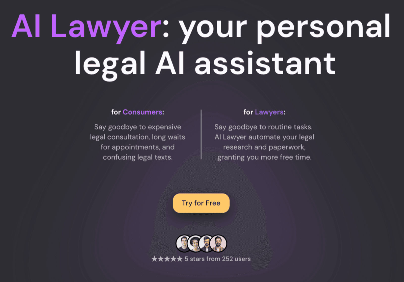 Number one on the lift of AI product which provides kelp for solving legal issues 