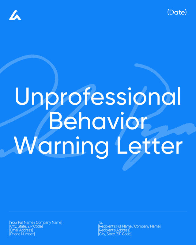 Unprofessional Behavior Warning Letter Template