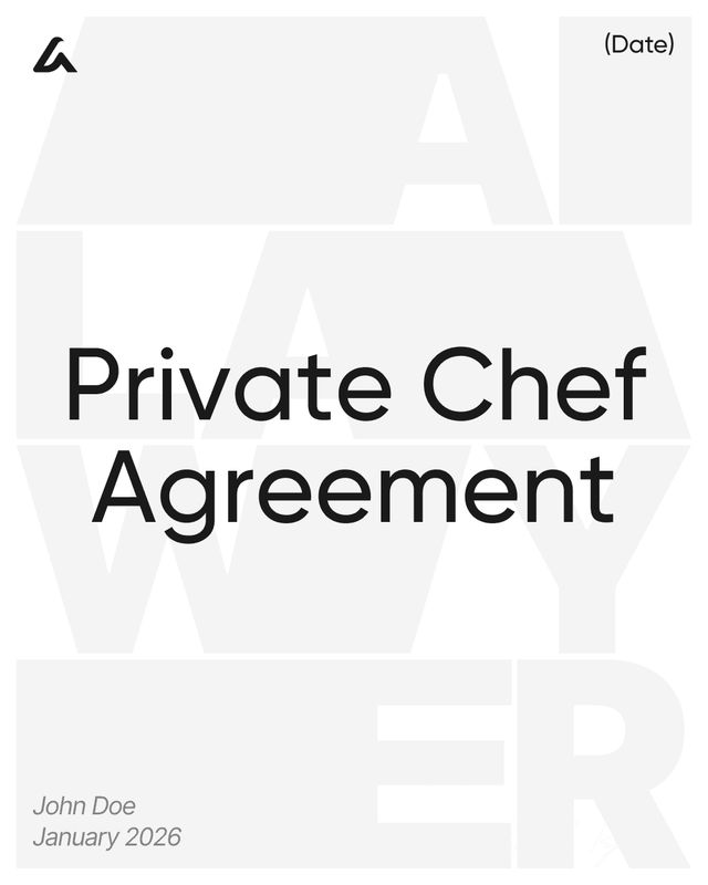 Private Chef Agreement Template: Services, Fees and Terms