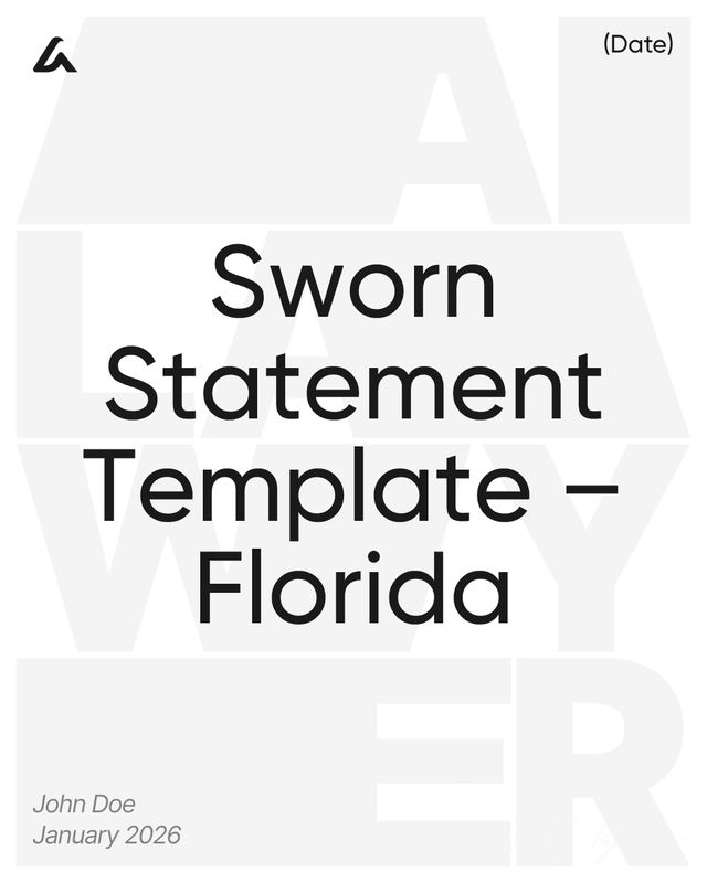 Sworn Statement: Declaration, Facts Form Template – Florida