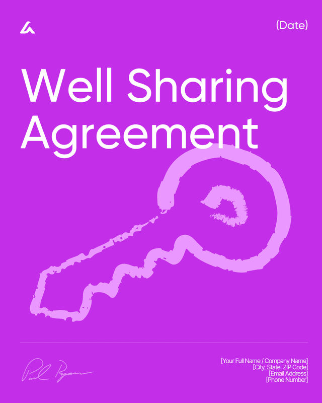 Well Sharing Agreement Template: Water Use and Cost Terms