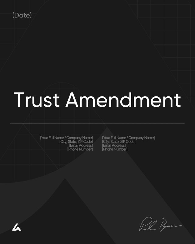 Trust Amendment Template: Changes to Revocable Trust Terms