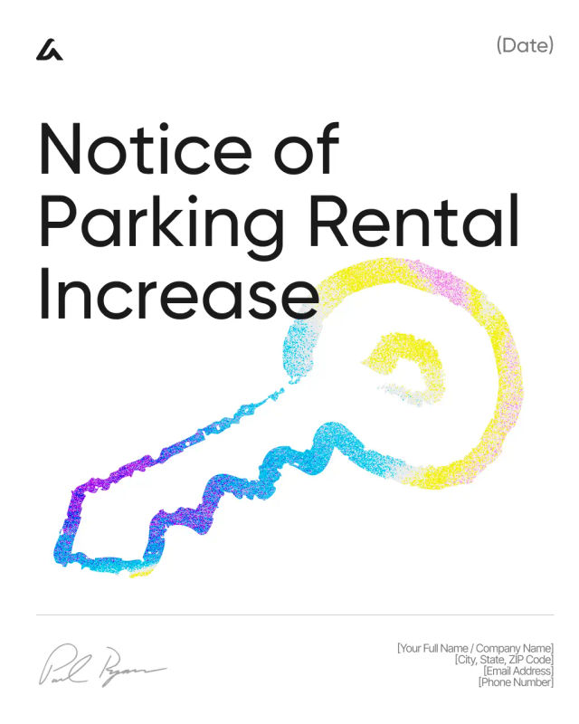 Notice of Parking Rental Increase Template: Rate Change